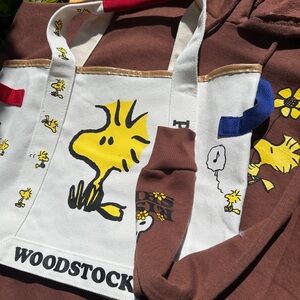 Rare cutest Woodstock large canvas tote bag
